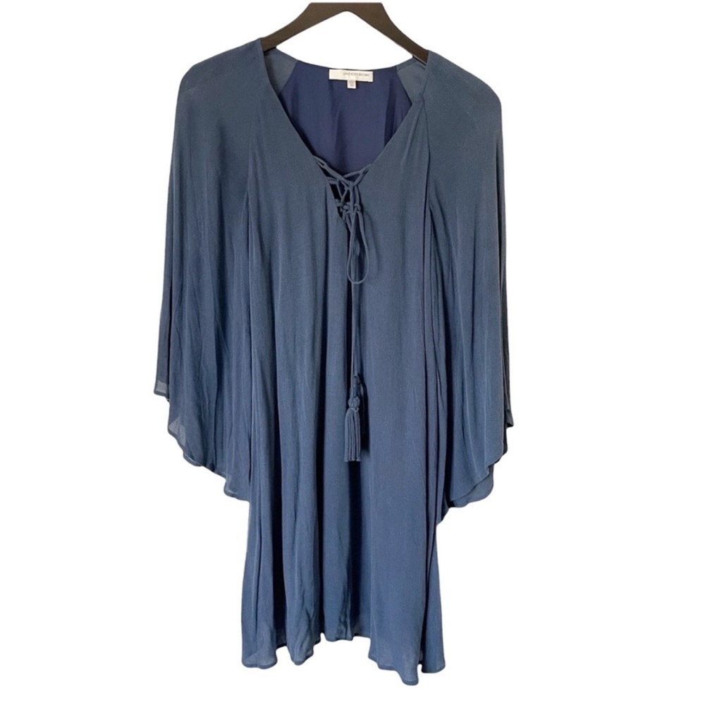 LAVENDER BROWN Lace Up Tunic Bell Sleeve Dress size XS